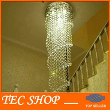 LED Crystal Chandelier Double Spiral Superdense K9 Chandelier Crystal Stair Lamp Hotel Villa Crystal Light Free
