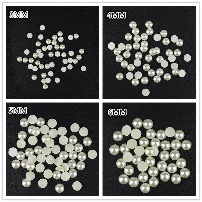 

2mm,3mm,4mm,5mm,6mm, ABS Imitation Pearls Half Round Flatback Beads Beige Nail Art Jewelry DIY Decoration