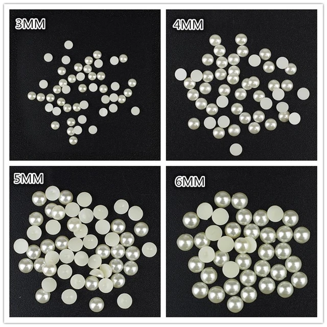 Flat Back White ABS Imitation Pearl Beads Half Round Flatback Pearls Glue  On Stones 2mm-14mm For Nail Art DIY Crafts Decoration - AliExpress