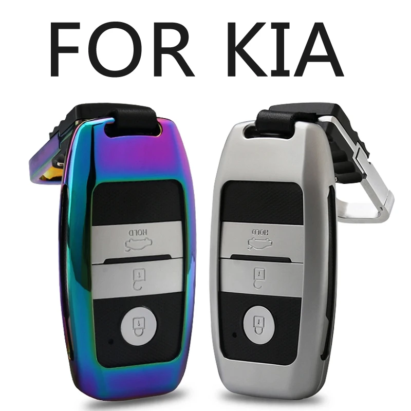 

Aluminium Alloy +Leather Car Key Cover Case Shell Bag for Kia Rio Soul Optima K2 K3 K5 K7 Niro Sportage Sorento Carens Rondo