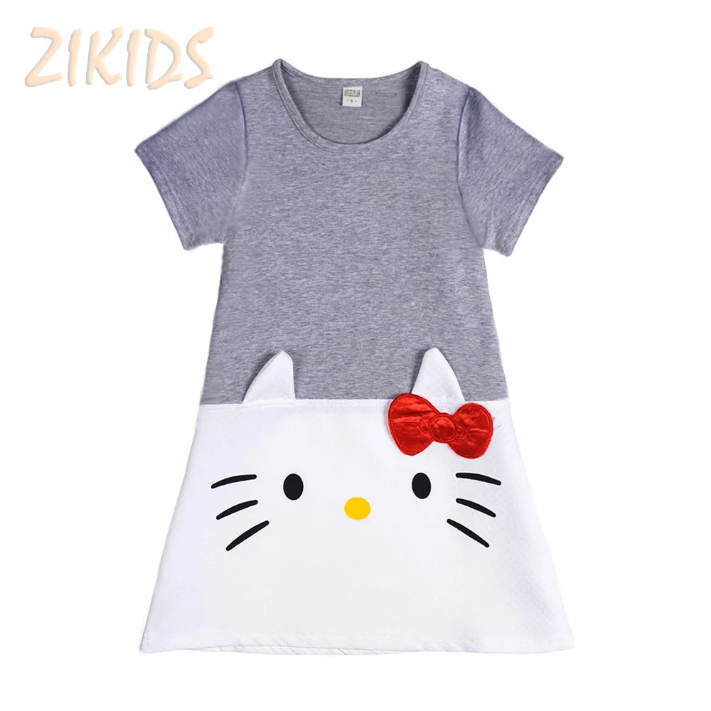 

Lovely Kitty Cat Baby Girl Dress Pure Cotton Dresses for Girls Spring Summer Clothes Wear Kids Children Clothing 2017 Hot Sale