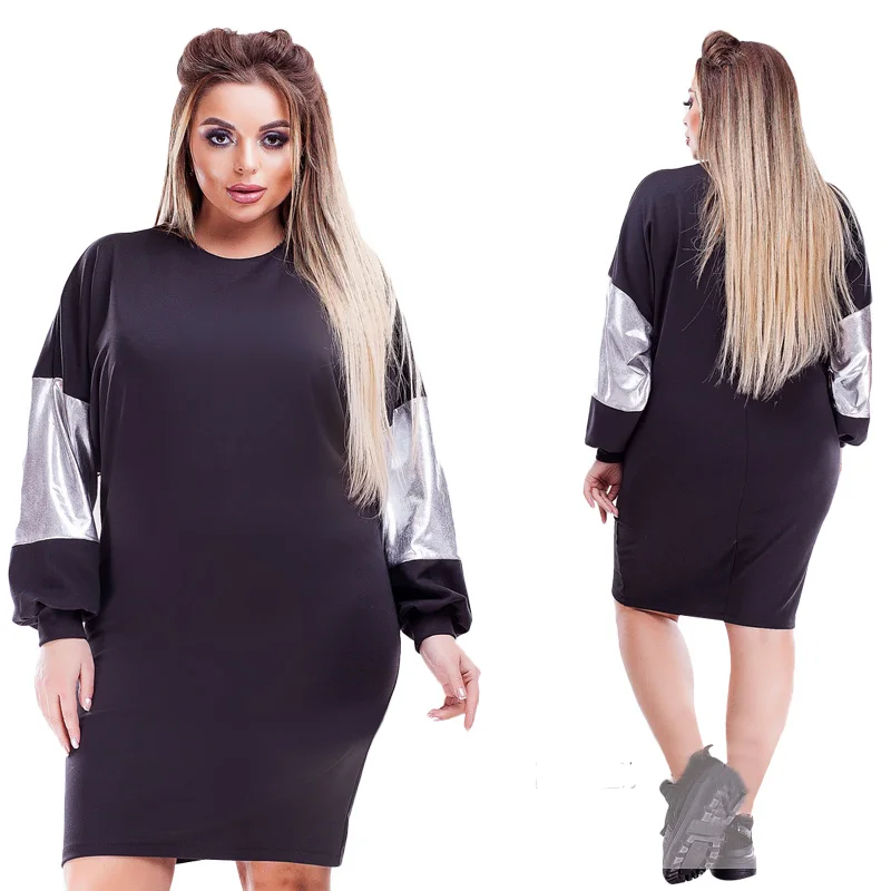 

2019 Best Selling Women Summer Dress Big Size 6XL 5XL Full Sleeve O Neck Knee Length Casual Straight Elegant Dresses For Gift