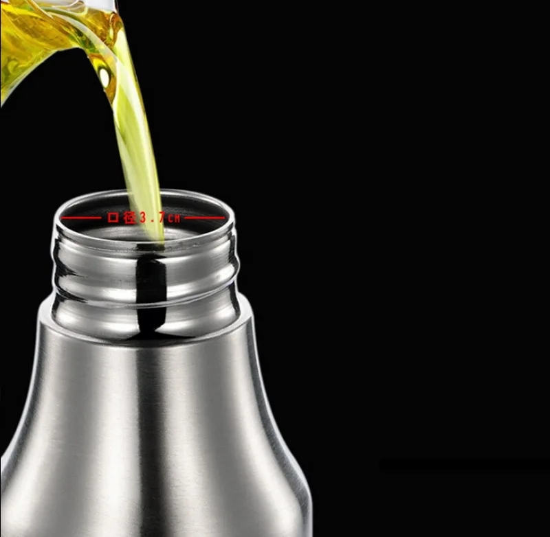 500ML Leakproof oiler soy sauce bottle spill prevention creative kitchen stainless steel oil herb tools with lid