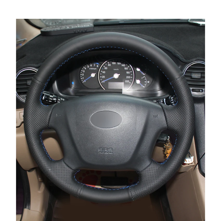 Сшитые вручную черные PU искусственная кожа Чехлы рулевого колеса автомобиля обертывание для Kia Carens 2007-2011 Rondo hyundai Entourage 2007
