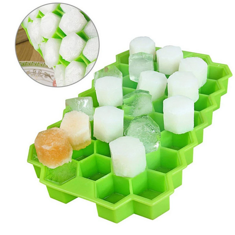 37 Cubes Honeycomb Shape Ice Cube Trays Silicone Easy Release Ice Cube Maker Ice Mold Containers for Cocktail, Whiskey