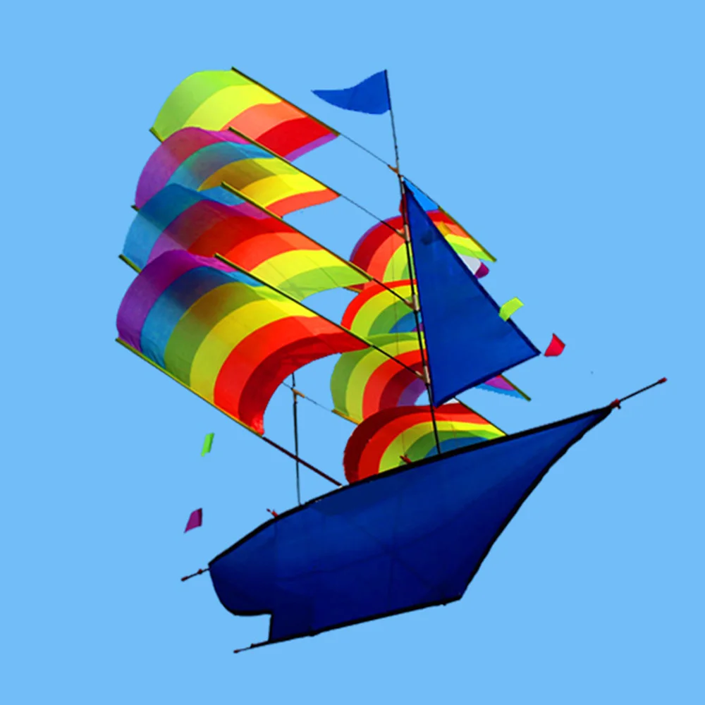 

3D Sailboat Kite for Kids and Adults Sailing Boat Flying Kite with String and Handle Outdoor Beach Park Sports Fun Flying Toy