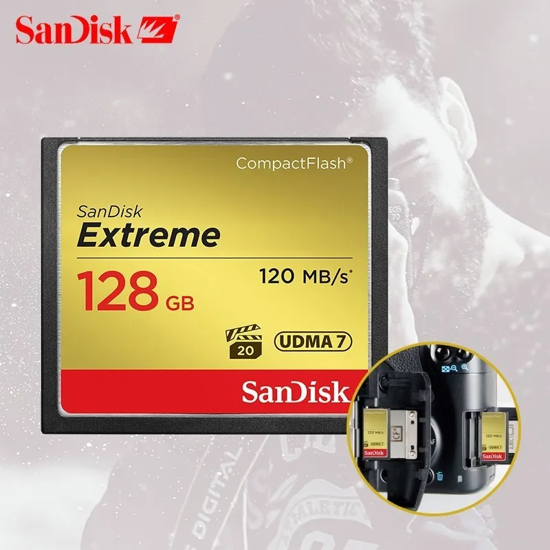 

SanDisk Memory Card Extreme CompactFlash 16GB 32GB 64GB 128GB CF Card 800X VPG-20 120MB/s For Rich 4K and Full HD Video SDCFXS