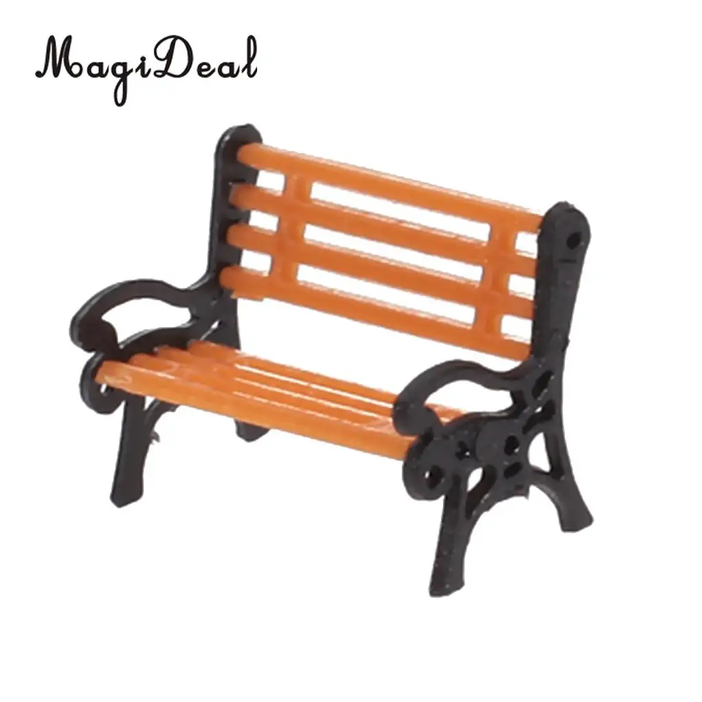 5Pcs/Lot 1:75 Plastic Model Park Bench Model for Garden Station Platform Street Scene Layout Landscape w/ Black Arm