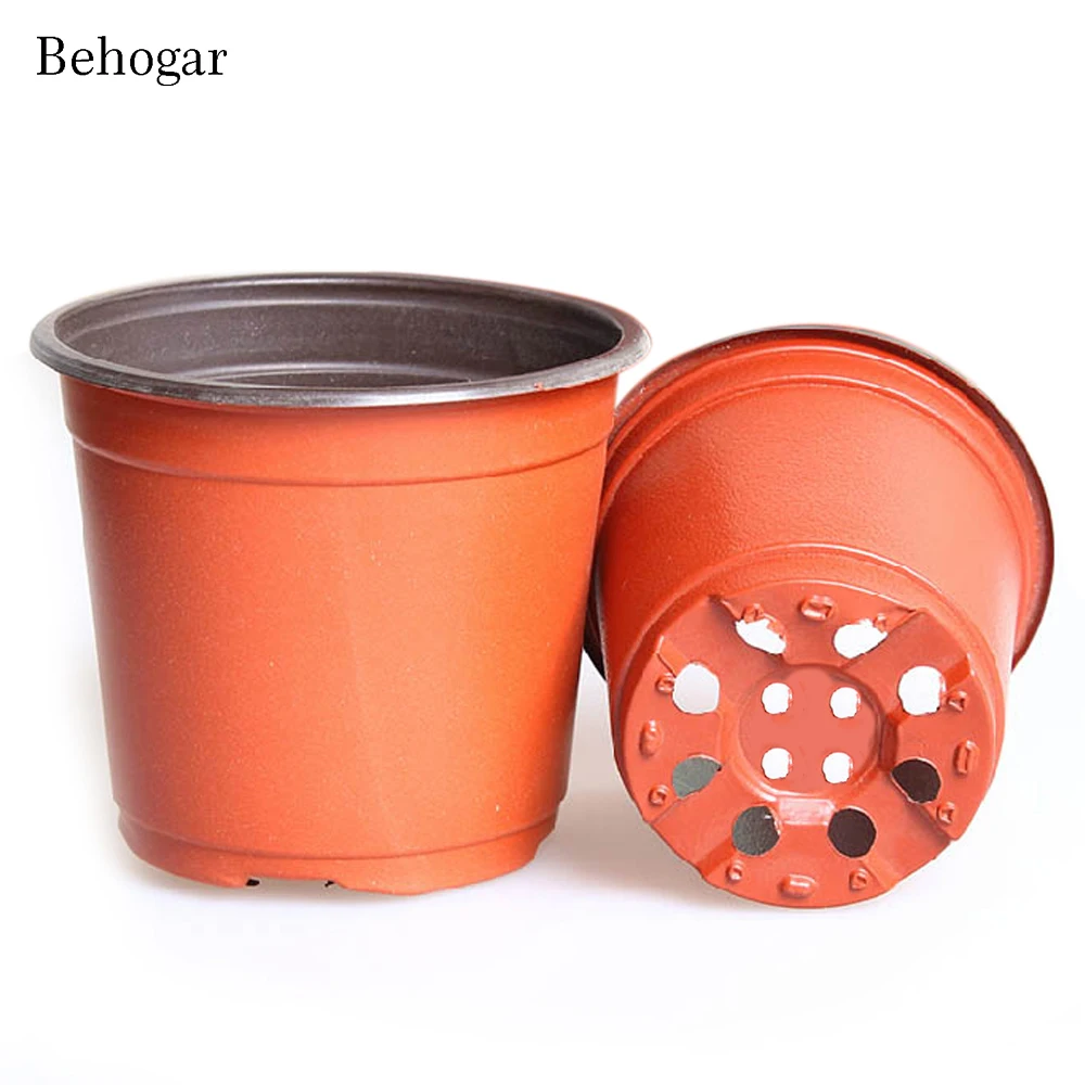 

Behogar 100Pcs large 150*110*132mm Plastic Round Bi-color Flower Pot Planter Holder for Home Garden Planting Cutting Seedling