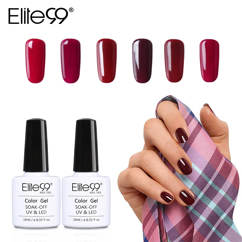 

Elite99 10ml Wine Red Series Nail Gel Polish Soak Off Gel Polish Cured With UV LED Lamp Nail Polish Nail Art Gel Varnishes