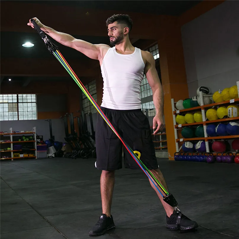 11pcs Fitness Resistance Bands pull rope elastic rope resistance latex Resistance Exercise Band Set Yoga Pilates Tube #2p09 (5)