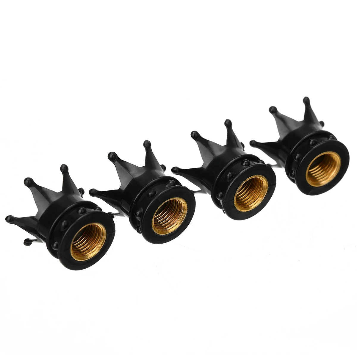 Black Crown Car Tire Valve Caps Leakage-proof Aluminium Vent Caps Dust Cover For Auto Truck Motocycle Bike Tyre Wheel Stem Cap