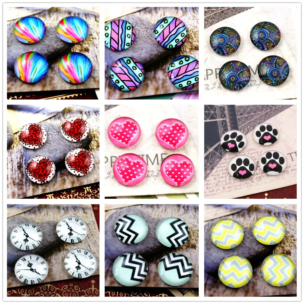 

New Fahion Hot Sale 9 Style 20pcs 12mm Handmade Photo Glass Cabochons