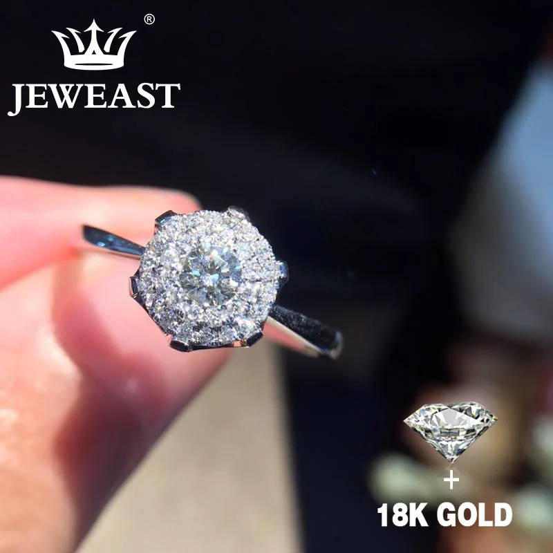 Кольцо с натуральным бриллиантом 18K золото чистое красивое кольцо драгоценными