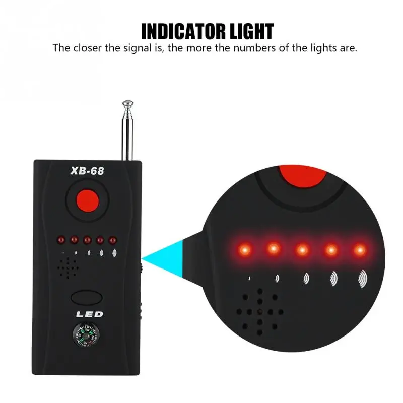 XB-68 беспроводной сигнал об ошибке Радиочастотный детектор Регулируемая Лазерная линза GSM искатель устройств Нет ошибки получил Датчик Безопасности обнаружения сигнализации