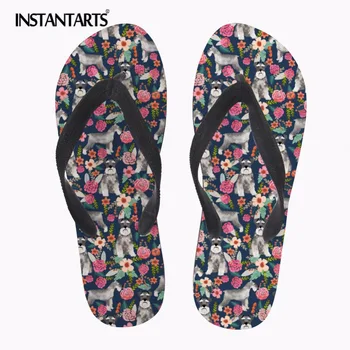 

INSTANTARTS Women's Summer Flip Flops Cute Schnauzer Printing Rubber Slippers for Girls Female Casual Outdoor Beach Flipflops