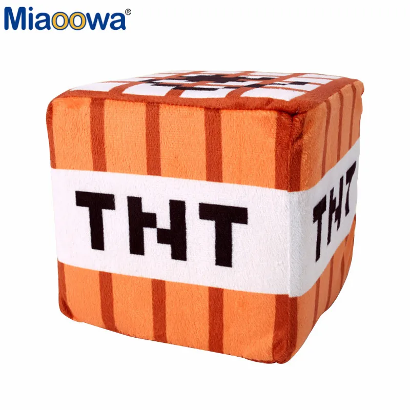1pc 10*10cm Minecraft Plush Toys Cotton Stuffed TNT Key Chain Bomb For Kids gift cartoon plush collection wholesale