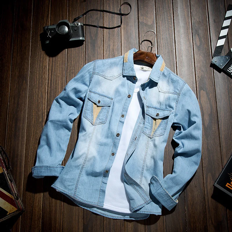 Free shipping Jeans Jacket men Wash Denim Jacket L...