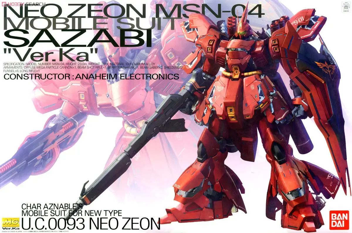 Bandai Gundam MG 1/100 SAZABI Ver. KA мобильный костюм сборные модели наборы фигурки пластмассовые игрушечные модели