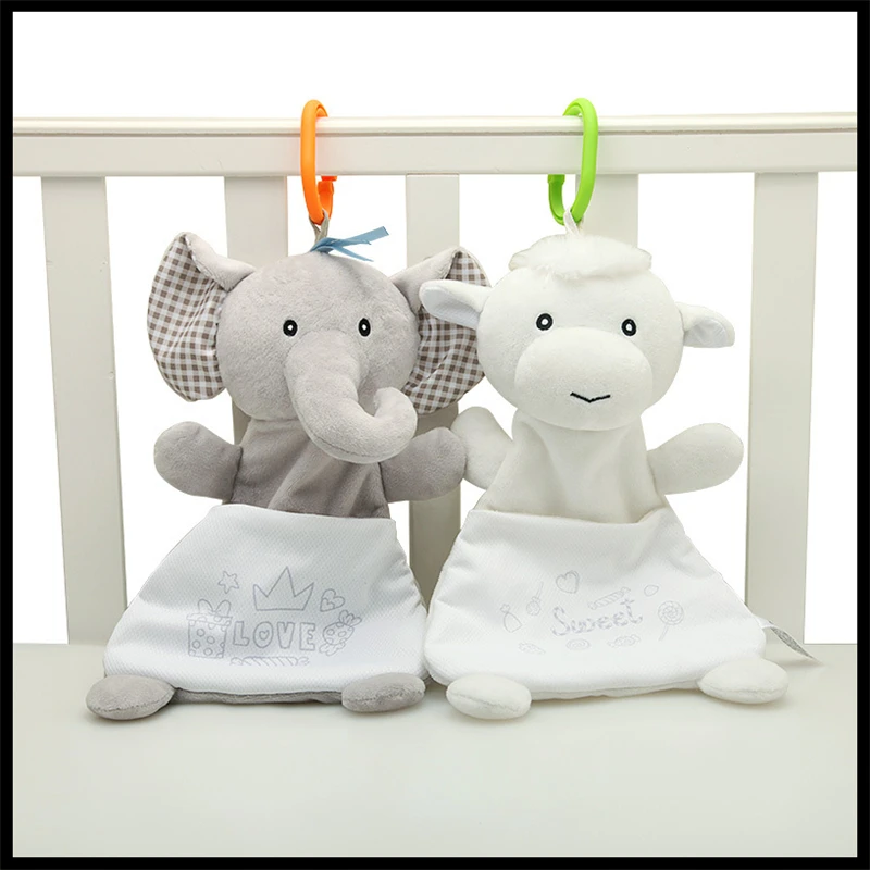 

Newest Playpen Hanging Toys Baby AppeaseTowel Cartoon Elephant Lamb Cute Soft Comfort Towel Plush Storage Hangable Candy Bag -15
