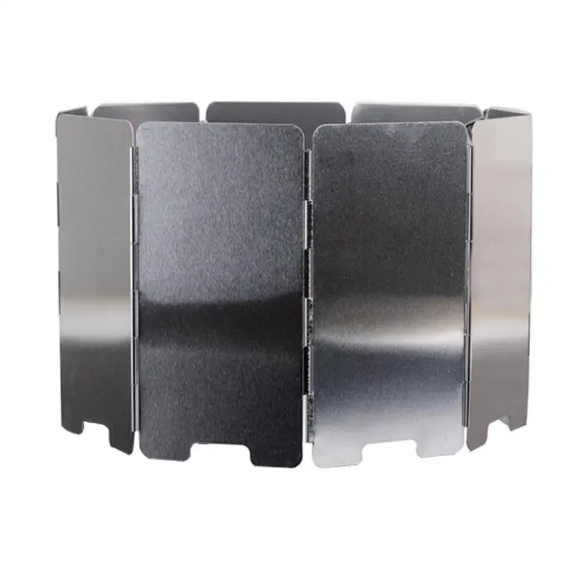 9 Plates Foldable Stove Windshield Outdoor Camping Cooking BBQ Gas