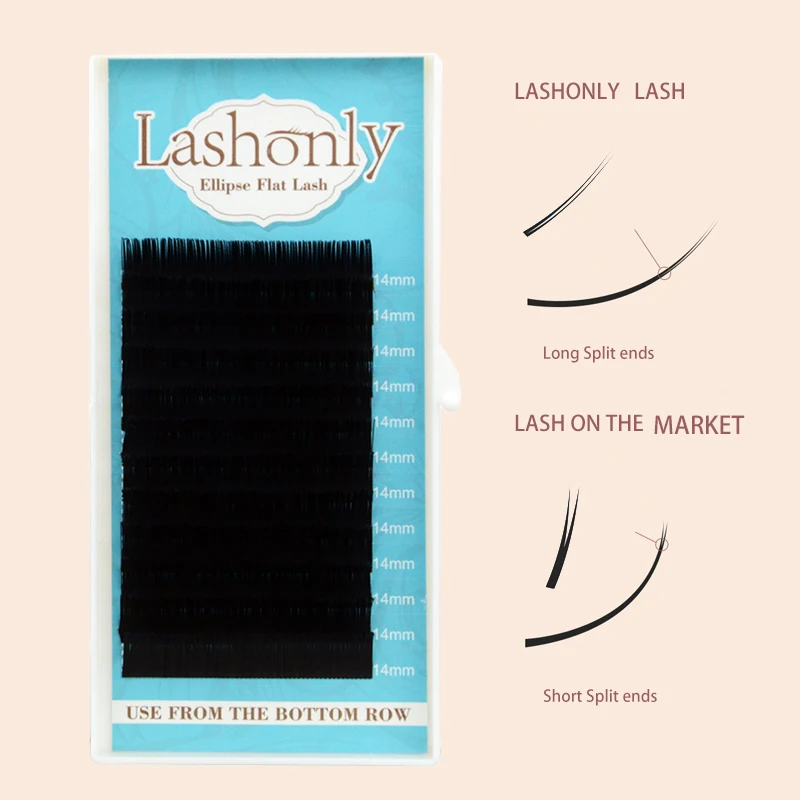 

Lashonly Matte Flat False Eyelash Soft Ellipse Split Tips Faux Mink False Eyelash Extension Qeelasee Factory Quality