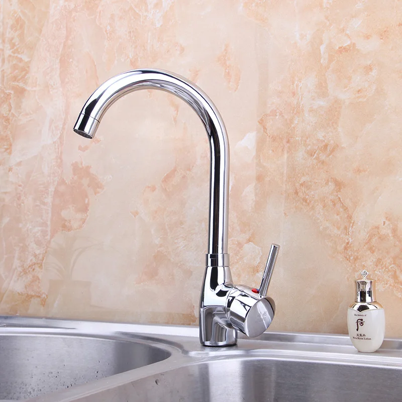 Novelty Design Contemporary Chrome Finished Deck Mounted Single Handle Hot Cold Water Excellent Kitchen Basin Faucet