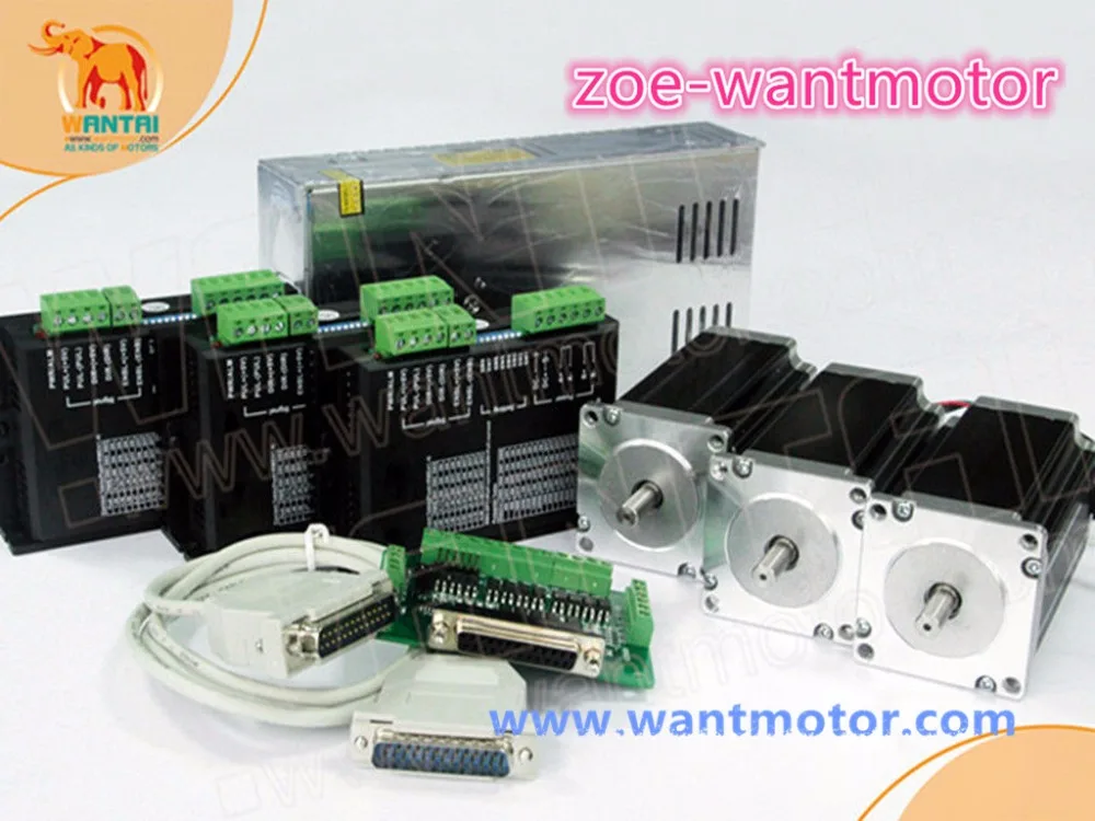 

EU free shipping!CNC Wantai 3 Axis cnc kit Nema 23 Stepper Motor Dual Shaft 57BYGH115-003B +Driver DQ542MA 50V 4.2A 128Micro