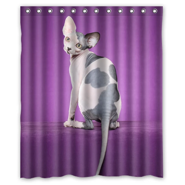 Cute Sphynx Cat Custom Made Unique Bath Waterproof Shower Curtain Cute Sphynx Cat Custom Made Unique Bath Waterproof Shower Curtain Bathroom Products Curtains 48x72 60x72