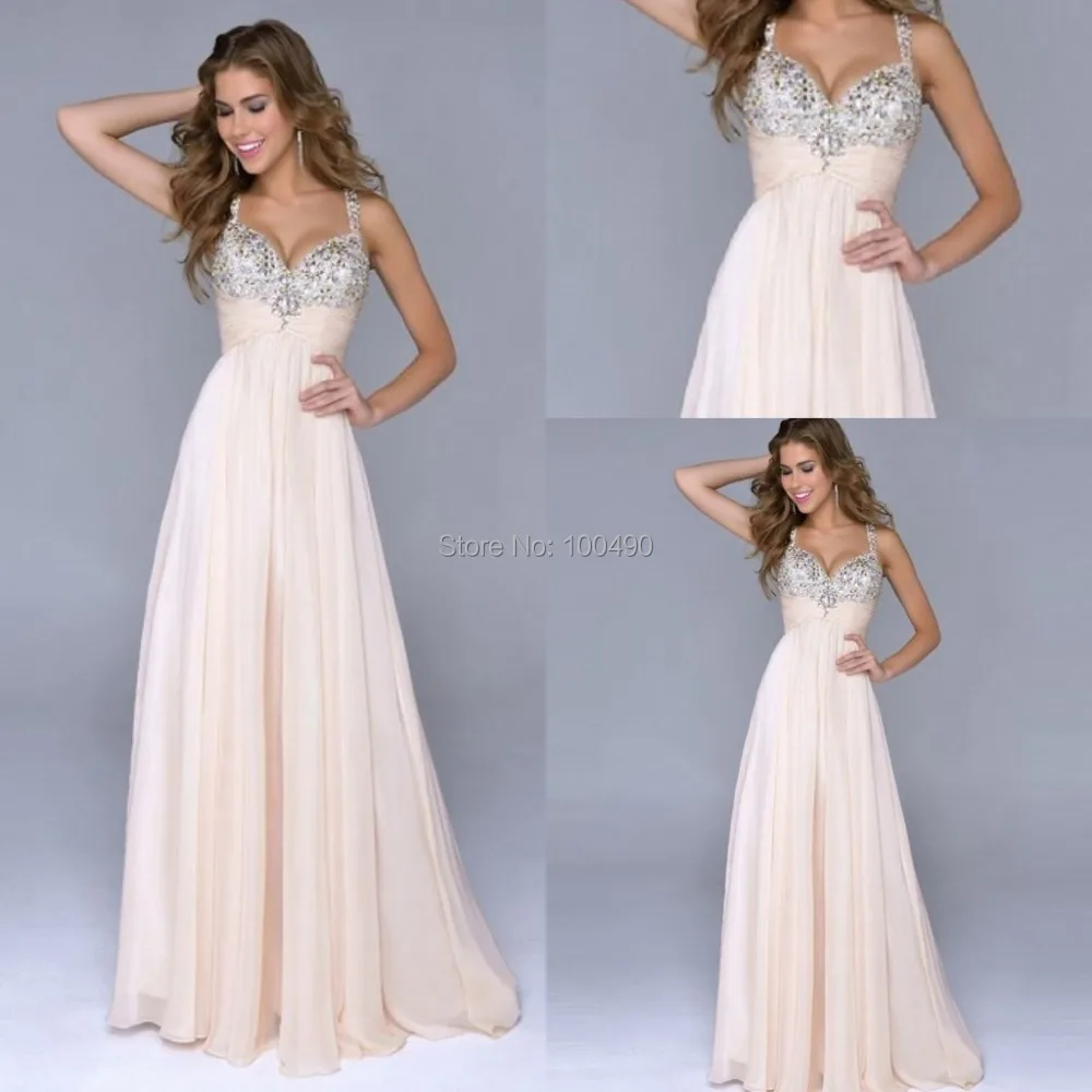 HOT Sale Custom Made Sexy Cheap Champagne Sparkly Long Bridesmaid