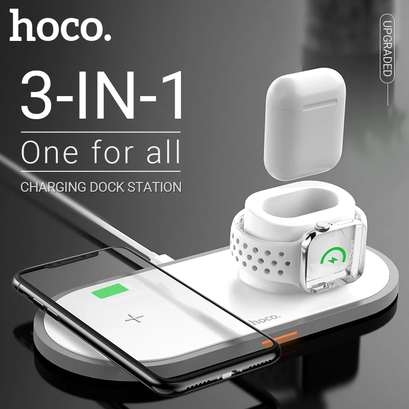 

hoco wireless charger for iPhone iWatch AirPods 2in1 3in1 charging base desktop dock station wireless adapter 5W / 7.5W / 10W