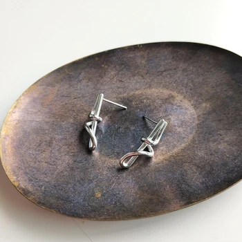 

925 sterling silver woven irregular stud earrings silver handmade fashion personality designer earrings for women fine jewelry