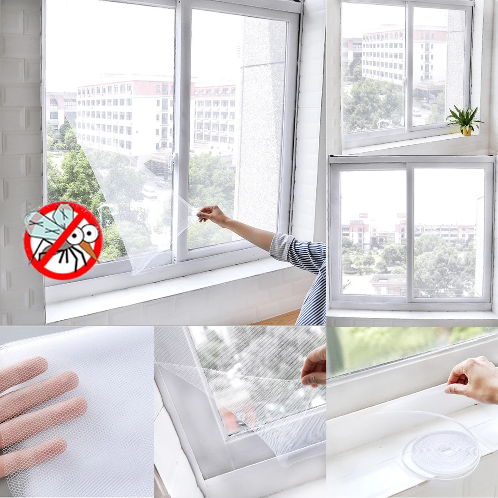 Window Insect Screen LARGE Mosquito Wasp Fly Bug Door White Mesh Net Self Grip