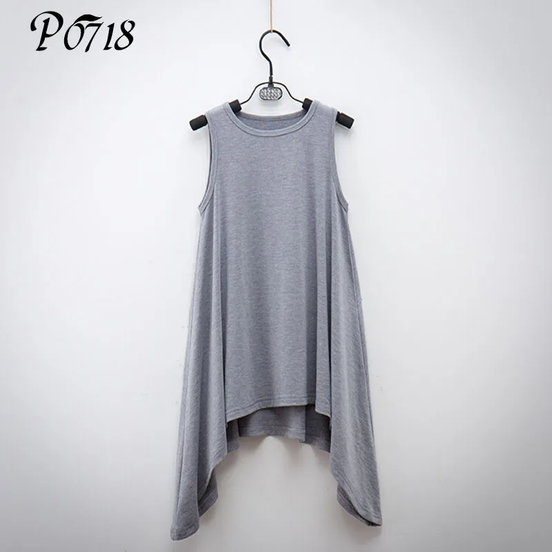 

Children Girl Sleeveless Modal Vest Dress Cool Summer Clothes 2018 Kids Solid Fashion Irregular Dresses Pendulum Good Match