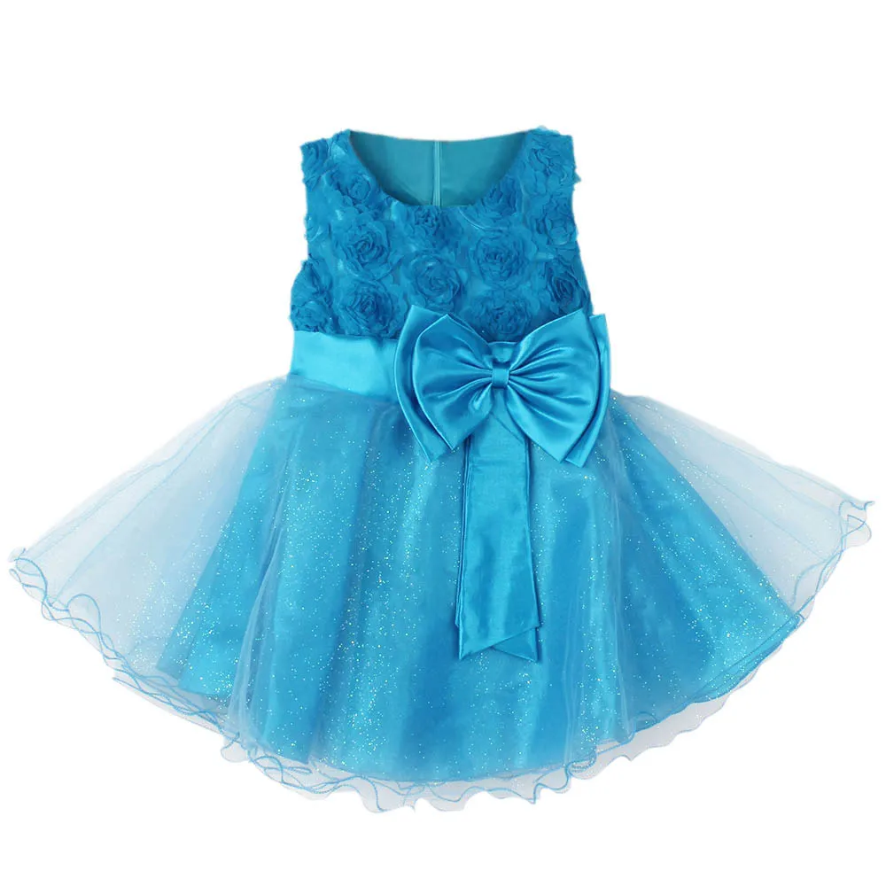 Новая коллекция, летнее платье с цветами для девочек, платье принцессы с кружевами и розами, платье для девочек на праздник, свадьбу, день рождения, элегантное платье-пачка принцессы Кэнди - Цвет: Небесно-голубой