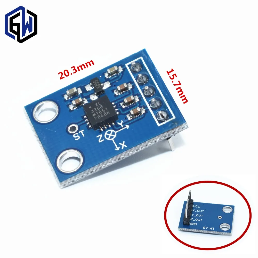 

10PCS GY-61 ADXL335 Acelerometro 3-Axis Analog Output Accelerometer Module Angular Transducer 3V-5V