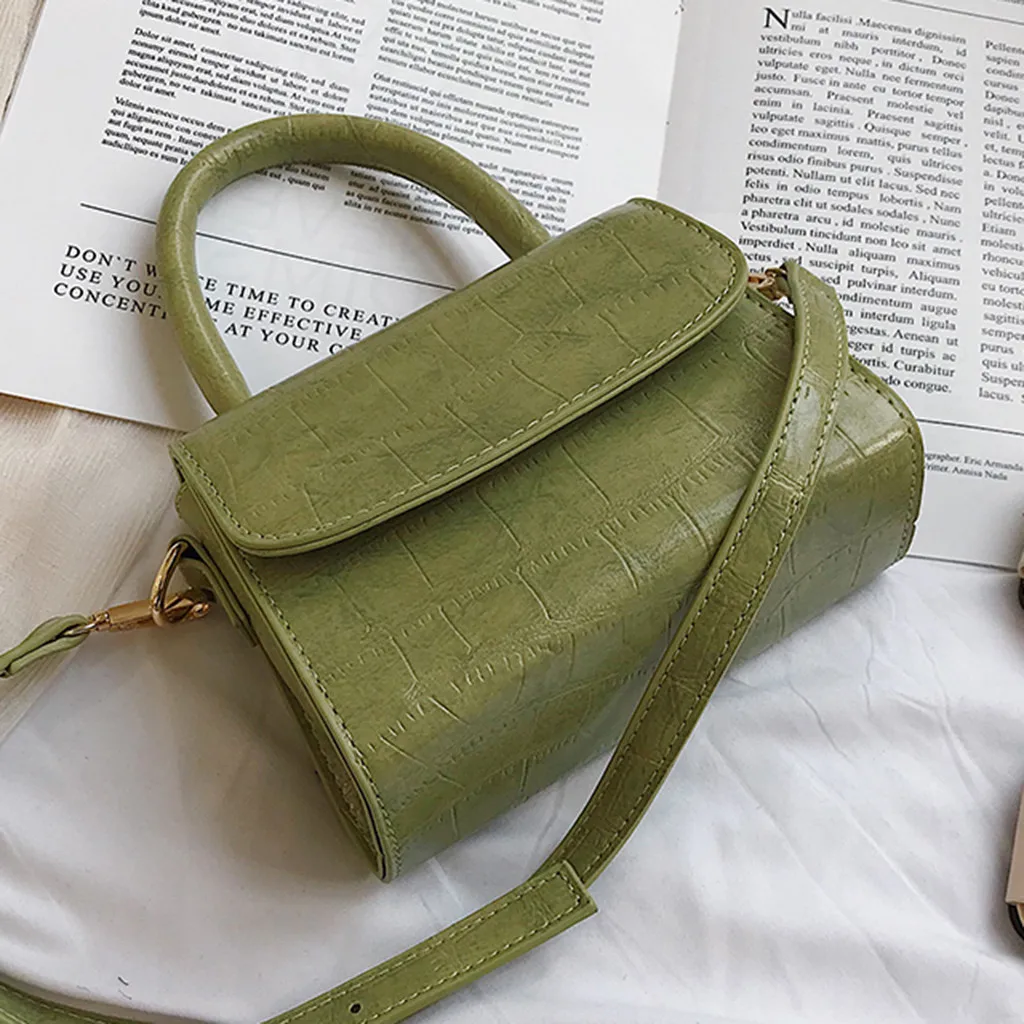 Женская Ретро однотонная белая зеленая черная винтажная кожаная сумочка-мессенджер простые сумки через плечо геометрические Наплечные сумки