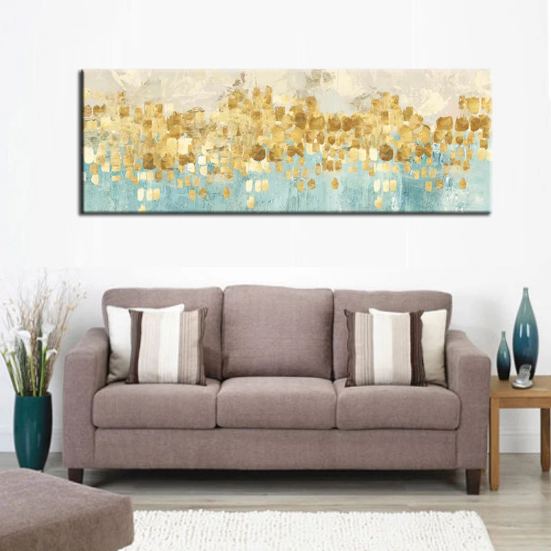 

Modern Abstract Canvas Painting Gold Money Sea Wave Oil Painting on Canvas Poster Wall Art Picture for Living Room Home Decor