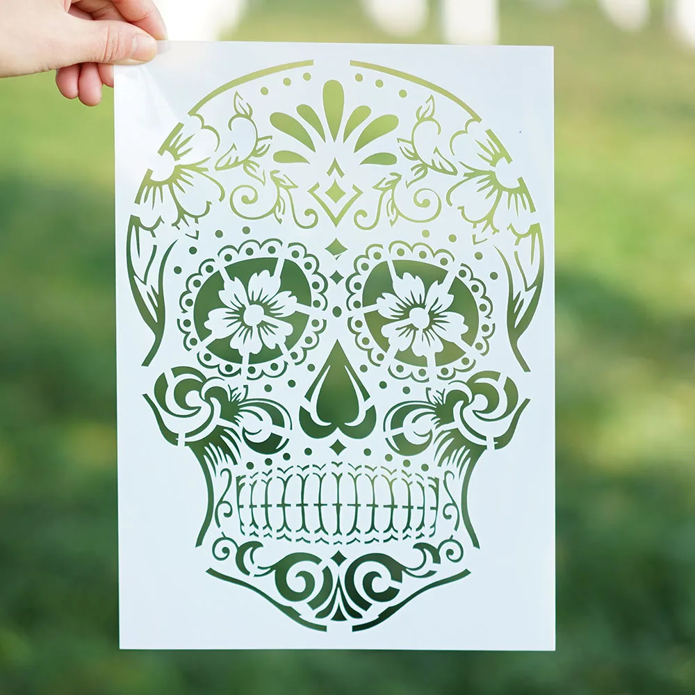 

A4 A3 A2 Mandala Skull Stencil for Scrapbooking Painting album Paper Card Making Craft Decorative Embossing Template