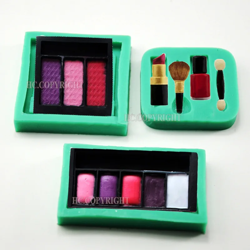 

1pcs 3D Various Fashion Ladies Make Up Box Set Mat Fondant Embossed Sugarcraft Chocolate Kitchen Cookie Cake Mold Tool