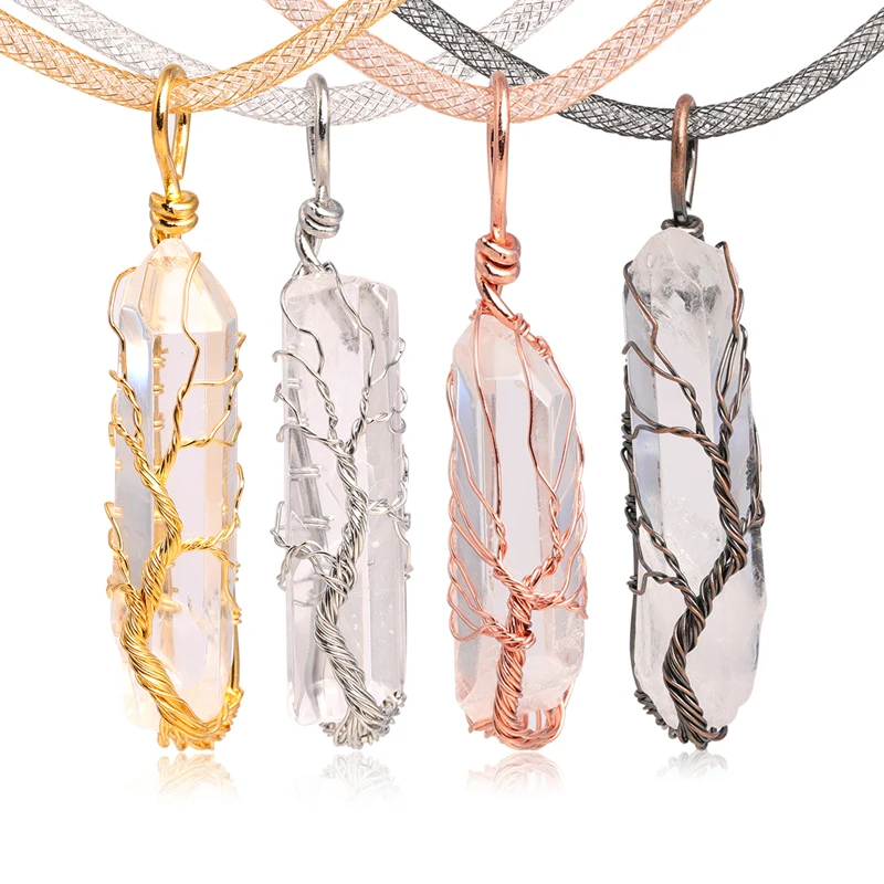 

Pendant Necklace Chakras Crystals Stones Pendant Necklace Jewelry Life Tree Muladhara Root Chakra16" Adjustable Rope Chain