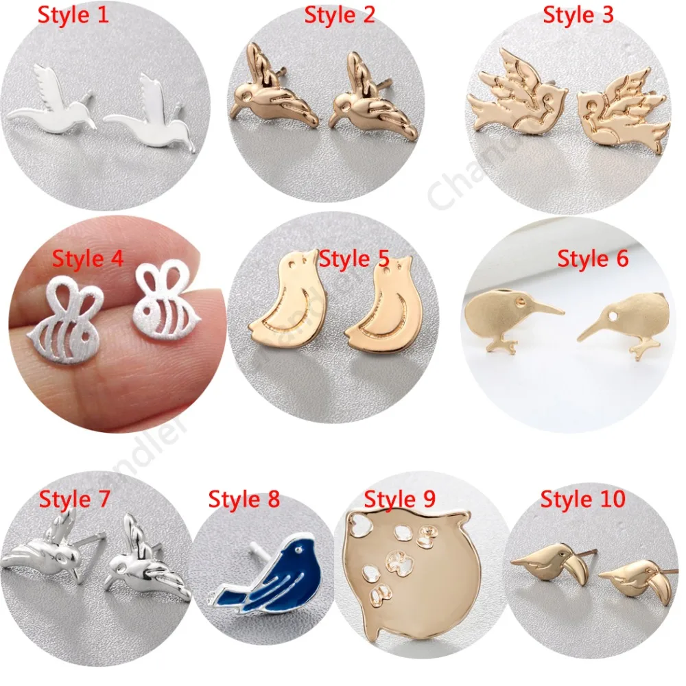 Chandler 2019 Silver Birds Earrings For Women Kiwi Bird Bee Parrot Parrow Animal Stud Earring Cute Lovely Samll Boho Pendientes