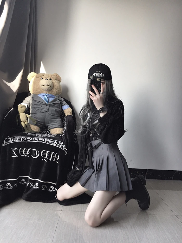 

2019 New arrival Summer Preppy Style Women Skirt High Waist grey Pleated Short Skirt Bottom Harajuku Saias Streetwear
