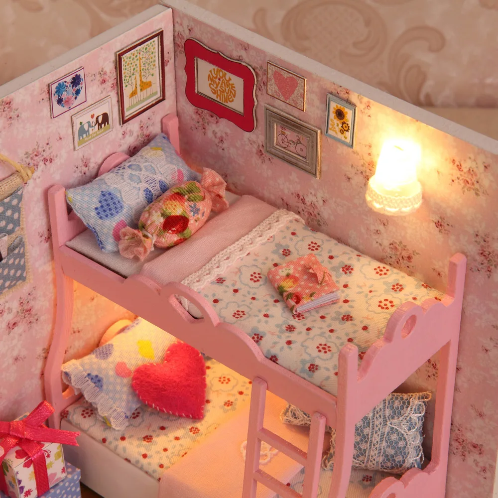 Diy Миниатюрный Кукольный дом девочка/мальчик комната маленький деревянный кукольный домик строительные комплекты моделей детские игрушки для девочек подарок на день рождения