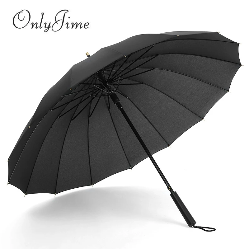 

Only Jime Solid Long Handle 16 Bone Straight Sunny Umbrella Cane Windproof Large Straight Handle Umbrella Men Low-key Luxury