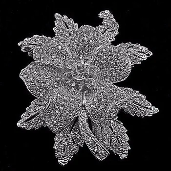 

3 Inch Beautiful Large Rhinestone Crystal Plant Flower Rhinestone Crystal Bridal Brooch