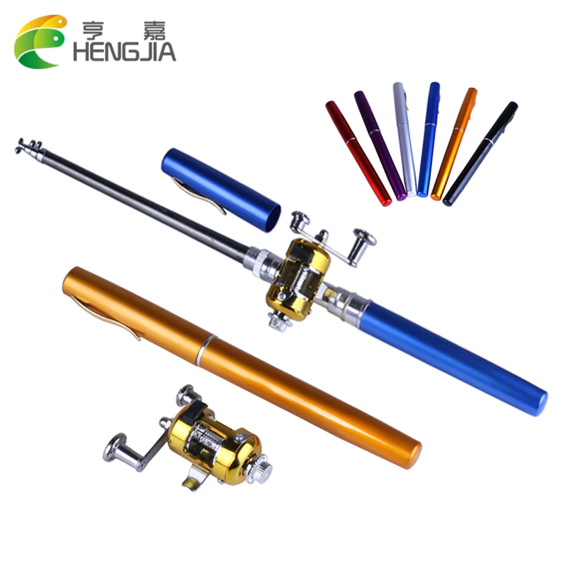

HENGJIA 1 set Pen Shape Telescopic Fishing Rod With Reel Wheel Portable Pocket Telescopic Aluminum Alloy Pen Mini Fishing reel
