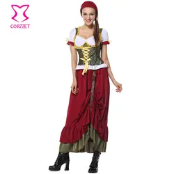 Пособия по немецкому языку Октоберфест Горничной длинное платье баварского пива наряды для девочек Косплэй Ренессанс девка костюм