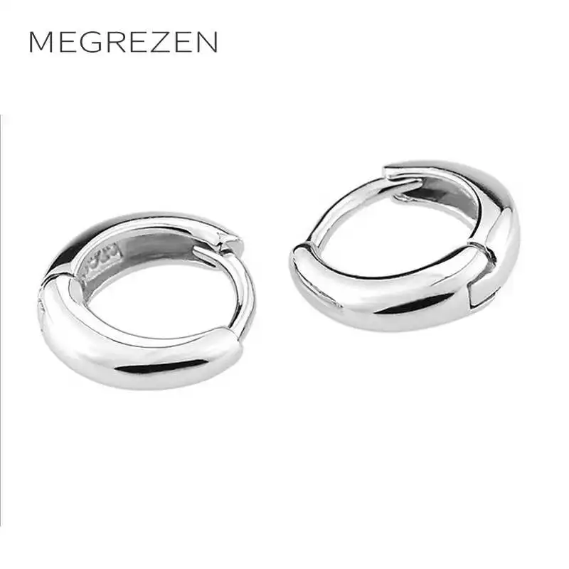 

MEGREZEN Cute Round Earrings Love Jewelry Korean Style Simple Earing Women Small Silver Earrings Studs For Fashion Girls B159-5