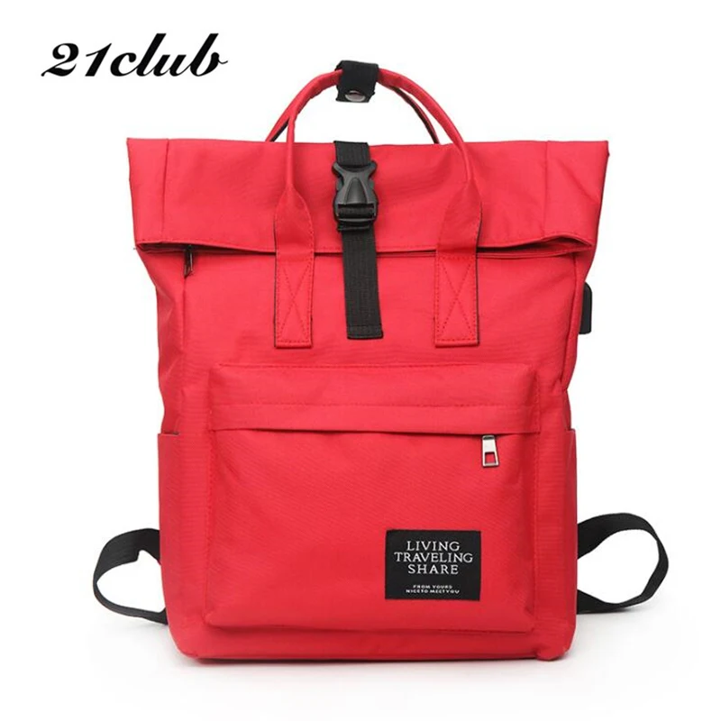 

21CLUB Brand 2019 Solid Color Large capacity Zipper Casual Rucksack Travel Vacation Simple Women/Men Multifunction Backpacks